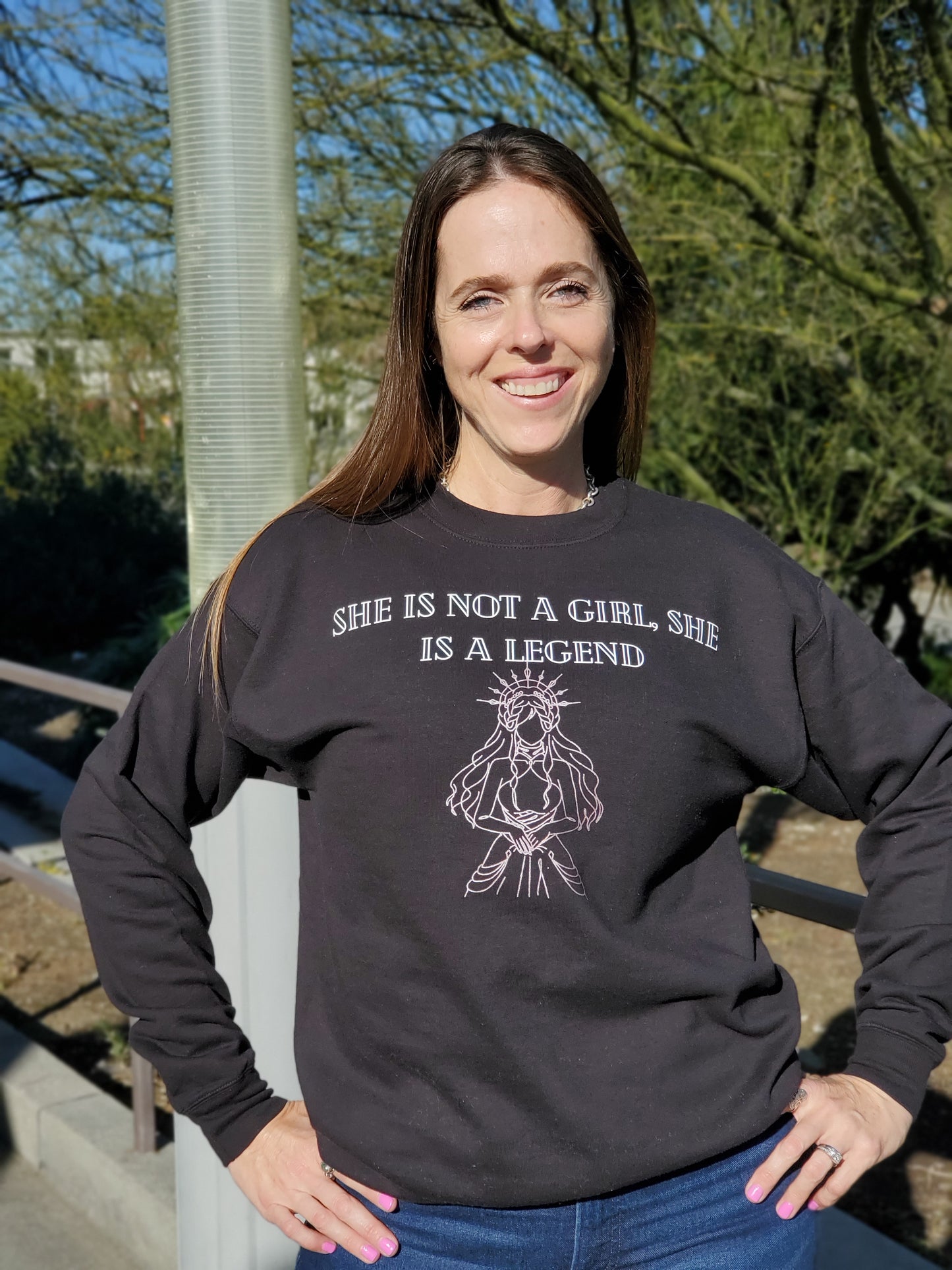 Liz is 5'11" tall 162 lbs wearing a medium