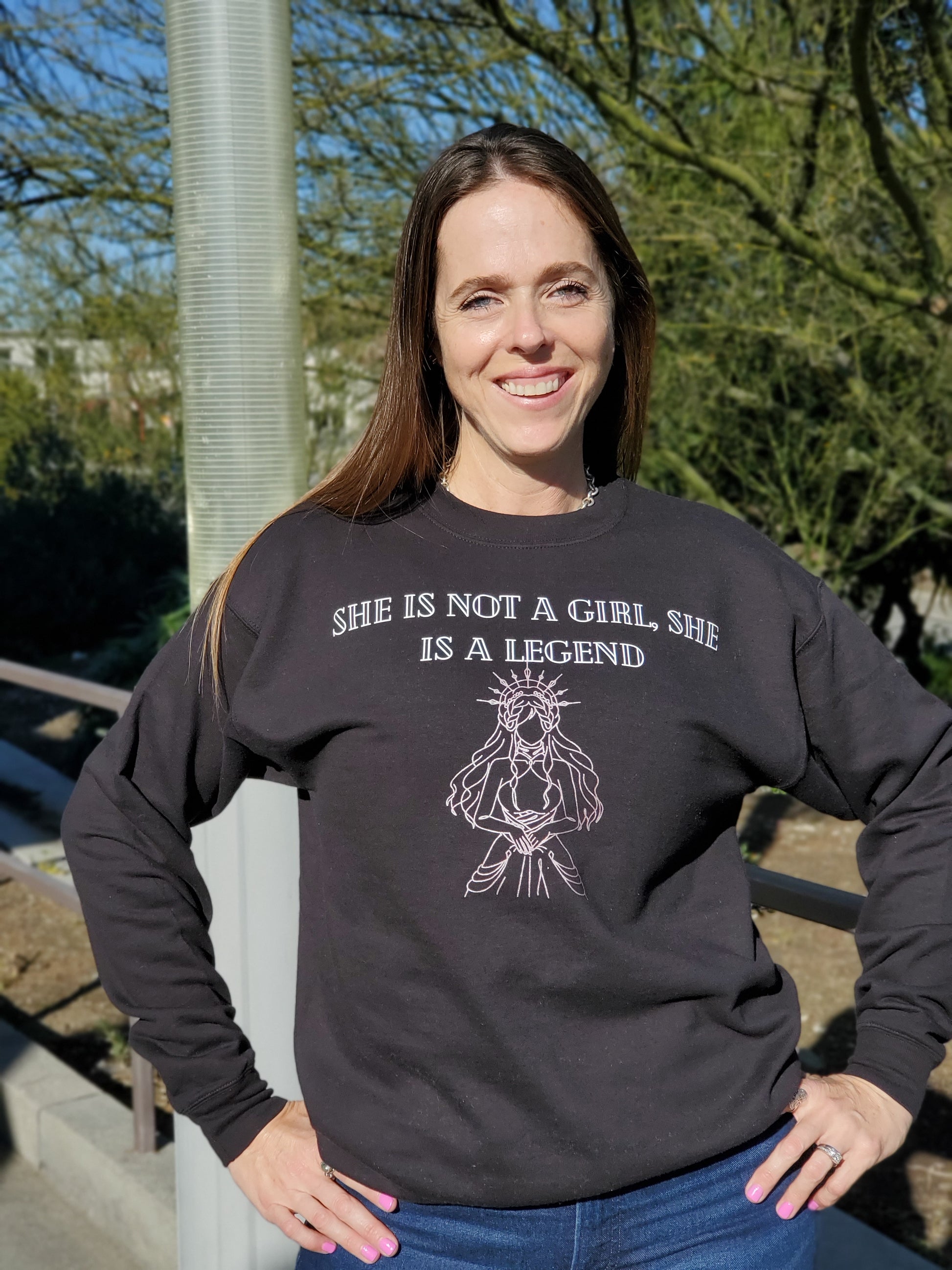 Liz is 5'11" tall 162 lbs wearing a medium