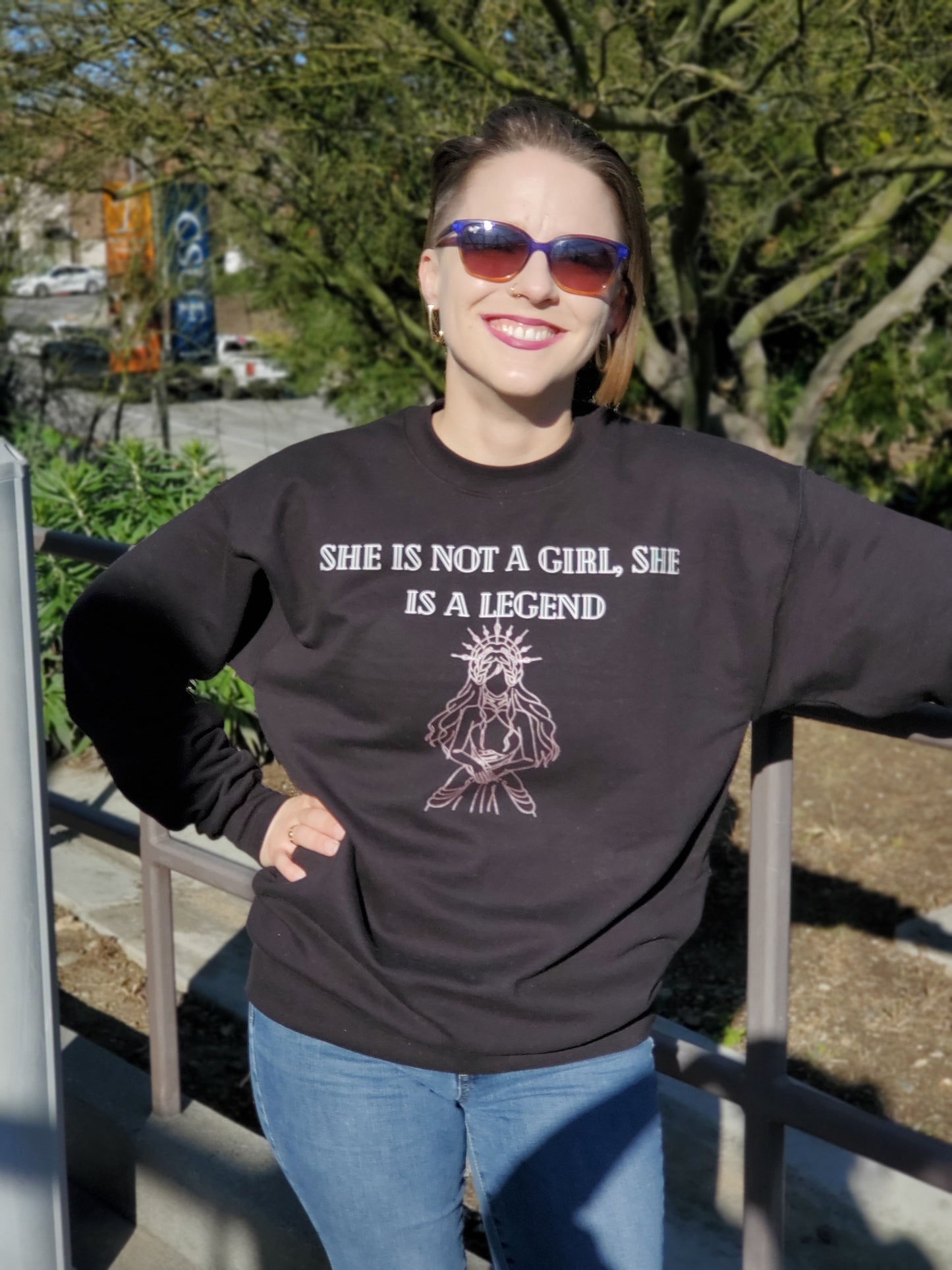 Heather is 5'4" tall 120 lbs wearing a Medium